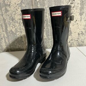Hunter Glossy Black Waterproof Boots